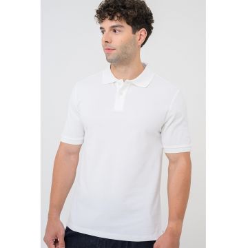 Tricou polo de bumbac - Alb optic