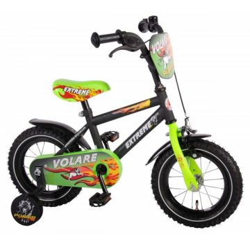 Bicicleta baieti 12 inch Volare Extreme cu roti ajutatoare si vopsea negru mat