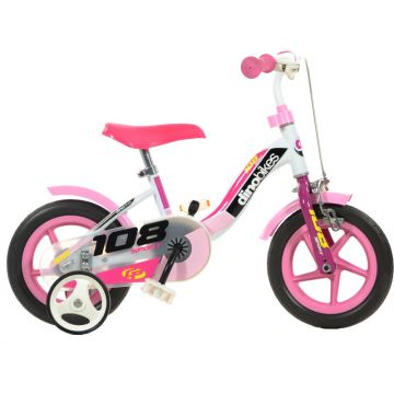Bicicleta copii cu maner pentru parinti Dino Bikes roz