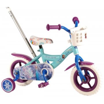 Bicicleta pentru fete 10 inch cu maner roti ajutatoare si cosulet Frozen