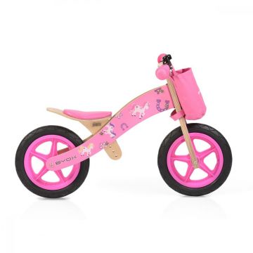 Bicicleta fara pedale din lemn Woody Pink