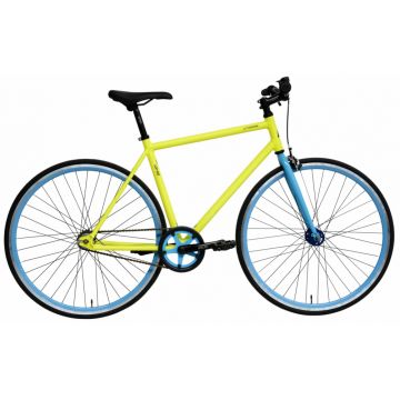 Bicicleta oras Dhs Fixie 2896 495 mm galben albastru 28 inch