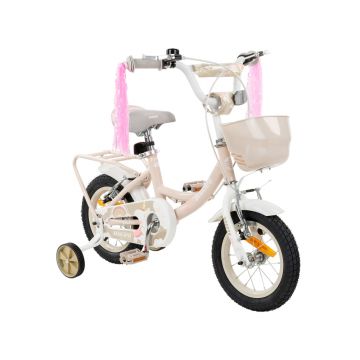Bicicleta 12 inch cu roti ajutatoare si cosulet frontal Makani Breeze Light Pink