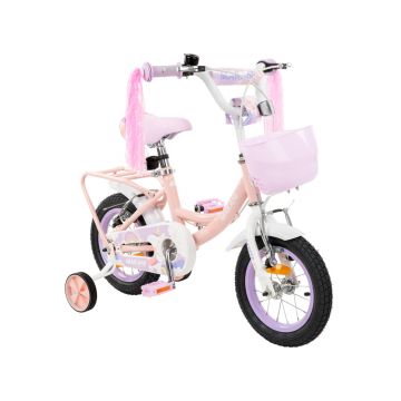 Bicicleta 12 inch cu roti ajutatoare si cosulet frontal Makani Breeze Pink