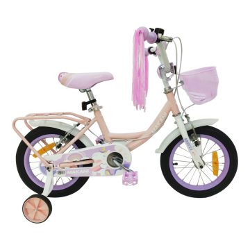Bicicleta 14 inch cu roti ajutatoare si cosulet frontal Makani Breeze Pink