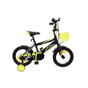 Bicicleta 14 inch KikkaBoo Makani cu roti ajutatoare Diablo Black-Yellow