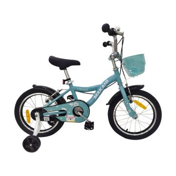 Bicicleta 16 inch cu roti ajutatoare si cosulet frontal Makani Bentu Cyan