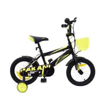 Bicicleta 16 inch KikkaBoo Makani cu roti ajutatoare Diablo Black-Yellow