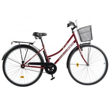 Bicicleta City 28 inch Rich Dunarea R2892A cadru visiniu cu design alb