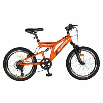 Bicicleta copii 20 inch Rich Alpin R2049A 6 viteze tip frana V-Brake portocaliunegru 7-10 ani