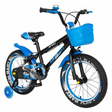 Bicicleta copii 3-5 ani 14 inch C-Brake Rich Baby CSR1403A negru cu albastru