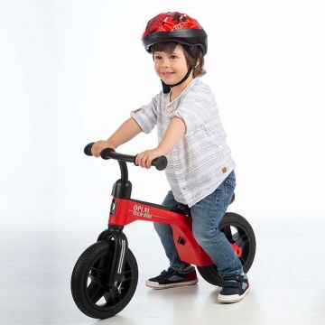 Bicicleta copii fara pedale Balance bike Qplay Tech Rosu 10 inch, roti gonflabile, de la 3 ani pana la 30 kg, scaun si ghidon reglabile pe inaltime