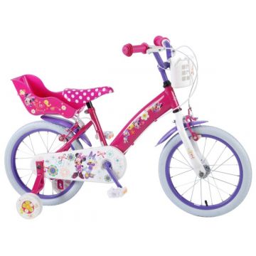 Bicicleta copii Volare Minnie Mouse cu roti ajutatoare 16 inch cu 2 frane mana