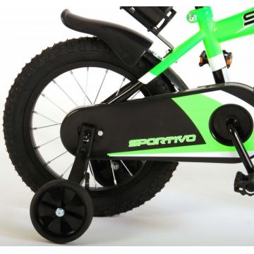 Bicicleta copii Volare Sportivo Verde 14 inch cu frana de mana si sticla apa
