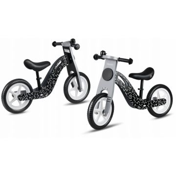 Bicicleta de lemn fara pedale Ricokids RC-615 Negru Gri