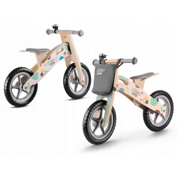 Bicicleta din lemn fara pedale Ricokids rc 610 gri