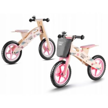 Bicicleta din lemn fara pedale Ricokids rc 611 roz