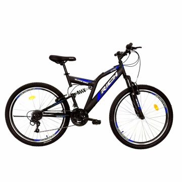Bicicleta MTB-FS Saiguan Revoshift 18 viteze 26 inch frane V-Brake RICH R2649A cadru negru cu design albastru