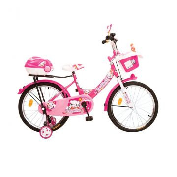 Bicicleta pentru copii cu roti ajutatoare Racer Pink 20 inch