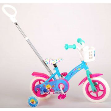 Bicicleta pentru copii Volare Baby Shark 10 inch cu maner parental si roti ajutatoare