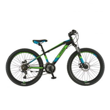 Bicicleta Copii Polar Alaska - 24 Inch, Negru-Verde-Albastru