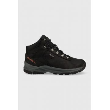 Merrell pantofi Erie Mid Leather Waterproof barbati, culoarea negru
