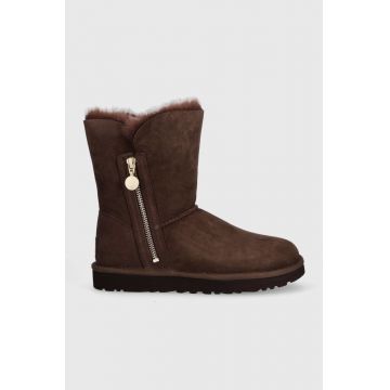 UGG bocanci de piele W Bailey Zip Short culoarea maro