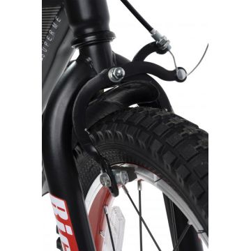 Bicicleta baieti 14 inch frane C-Brake roti ajutatoare Rich Baby R14WTB cadru negru cu design rosu