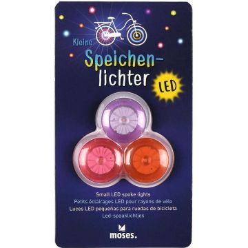 Set 3 lumini led pentru biciclete Moses roz mov portocaliu