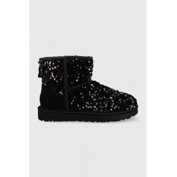 UGG cizme de iarna W Classic Mini Chunky Sequin culoarea negru