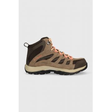 Columbia pantofi Crestwood Mid Waterproof femei, culoarea maro