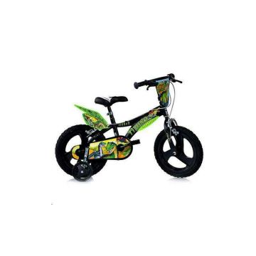 Dino Bikes - Bicicleta cu pedale Dinozaur T-Rex, 16 , Cu roti ajutatoare