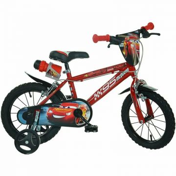 Dino Bikes - Bicicleta cu pedale , Disney Cars, 14 , Cu roti ajutatoare, Multicolor