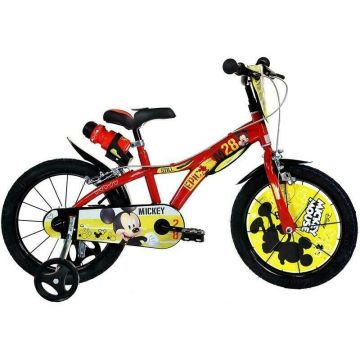 Dino Bikes - Bicicleta cu pedale , Mickey Mouse, 14 , Cu roti ajutatoare