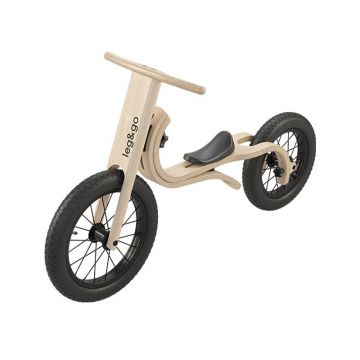 leg&go - Bicicleta de balans fara pedale 3 in 1 pentru copii, lemn natur,