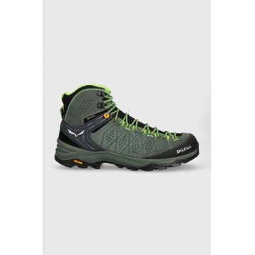 Salewa pantofi Alp Trainer 2 Mid GTX barbati, culoarea verde, izolat