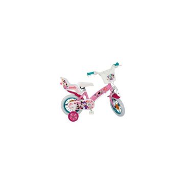 Toimsa - Bicicleta cu pedale , Minnie Mouse, 12 , Cu roti ajutatoare, Multicolor