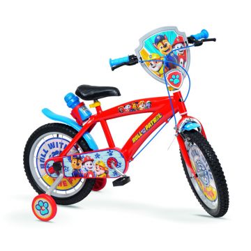 Toimsa - Bicicleta cu pedale , Paw Patrol, 16 , Cu roti ajutatoare, Multicolor