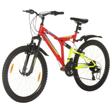 vidaXL Bicicletă montană cu 21 viteze, roată 26 inci, roșu, 49 cm