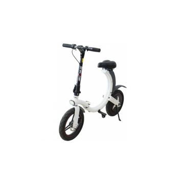 Bicicleta electrica pliabila Breckner, 350 W, 6Ah, culoare alb, roti 14, autonomie 10-22 km, greutate neta/bruta 20/22.5 kg
