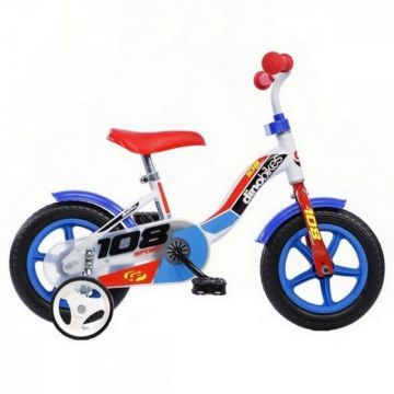 Bicicleta copii Dino Bikes 10' 108 Sport alb si albastru