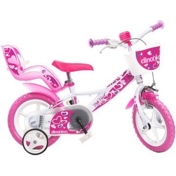 Bicicleta copii Dino Bikes 12' Little Heart alb si roz