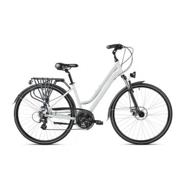 Bicicleta de trekking/oras pentru femei Romet Gazela 2 Gri/Galben 2023