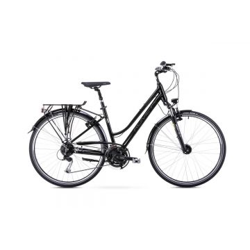 Bicicleta de trekking/oras pentru femei Romet Gazela 7 Negru/Gri 2023