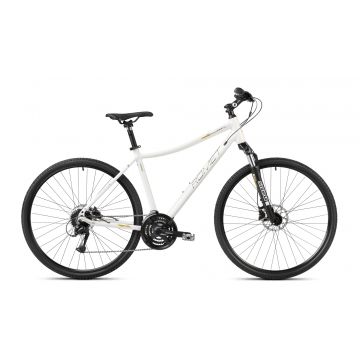 Bicicleta de trekking pentru femei Romet Orkan 4 D Lite Alb/Galben 2023