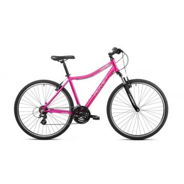 Bicicleta de trekking pentru femei Romet Orkan D Roz/Alb 2023 Bicicleta de trekking pentru femei Romet Orkan D Roz/Alb 2023