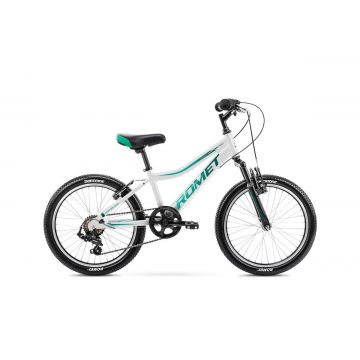 Bicicleta pentru copii Romet Rambler 20 Kid 2 S/10 Alb/Smarald 2023