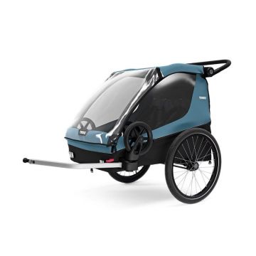 Remorca de bicicleta pentru transport copii, Thule, Courier, Aegean Blue, 2 locuri