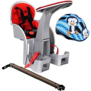 Scaun bicicleta copii SafeFront Clasic, Pozitie montare Centru, 15 Kg si si Casca Protectie XS 44-48 Penguin WeeRide WR09SKPG