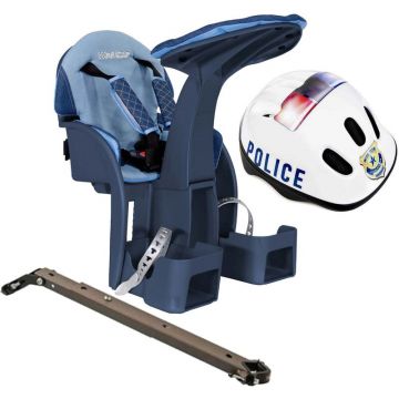 Scaun bicicleta copii SafeFront Deluxe, Pozitie montare Centru, 15 Kg si Casca Protectie XS 44-48 Police WeeRide WR10SKPL